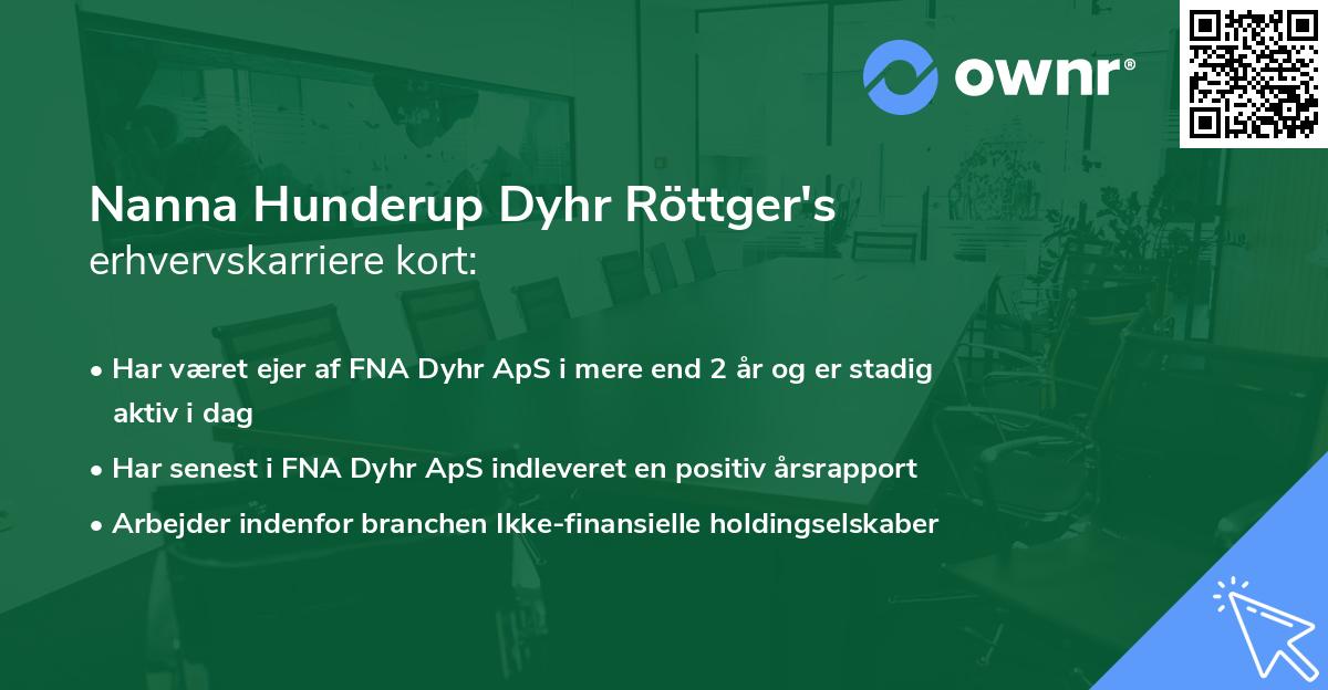 Nanna Hunderup Dyhr Röttger's erhvervskarriere kort