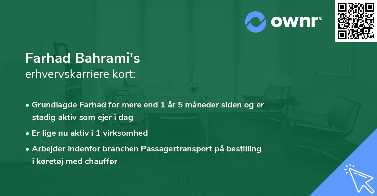 Farhad Bahrami's erhvervskarriere kort