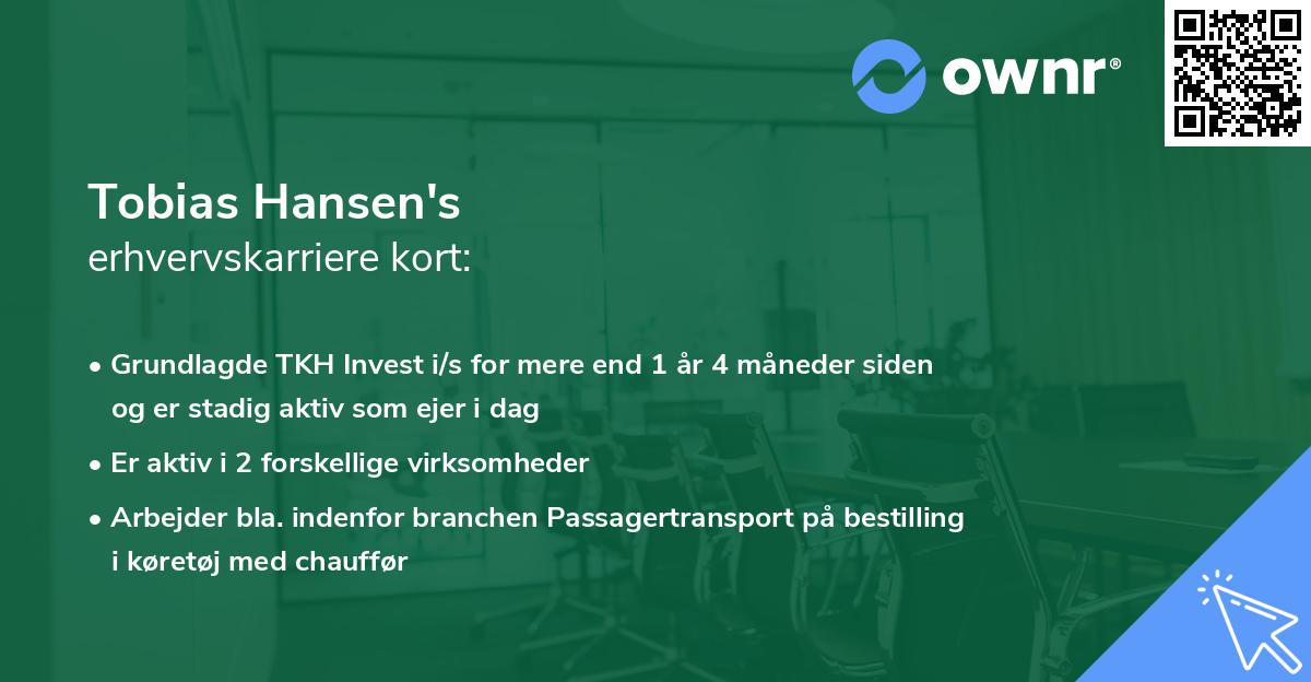Tobias Hansen's erhvervskarriere kort