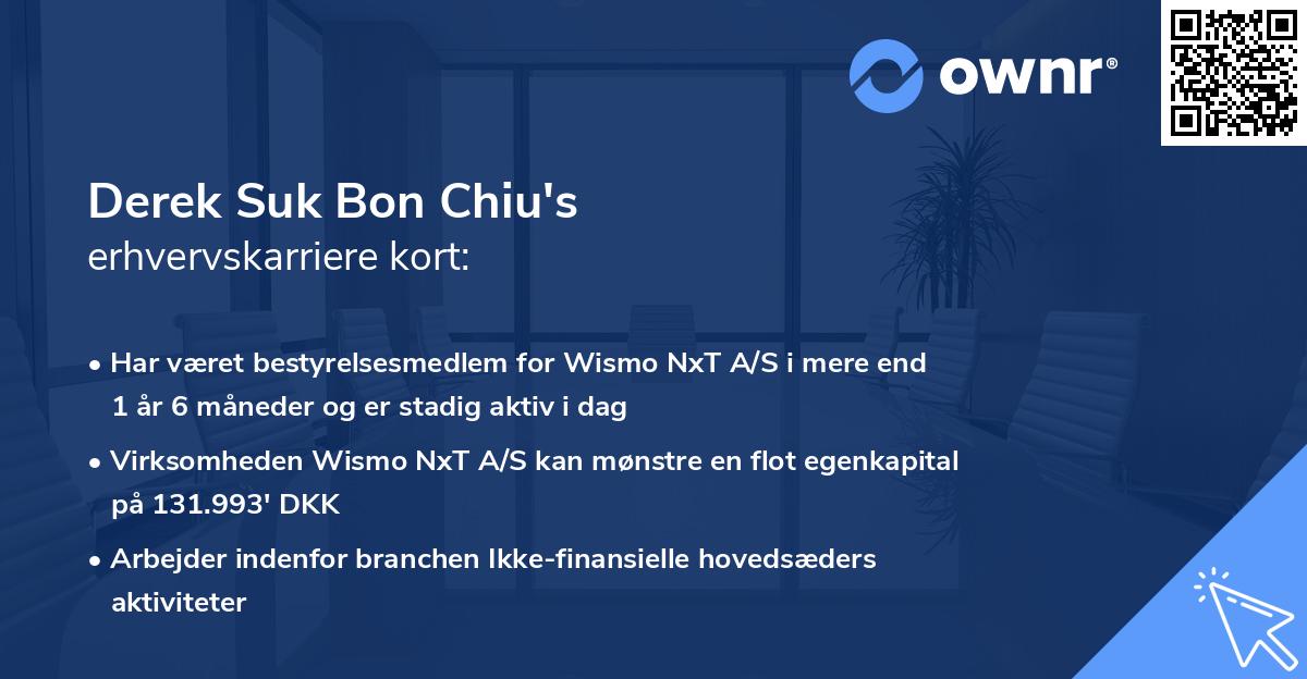 Derek Suk Bon Chiu's erhvervskarriere kort