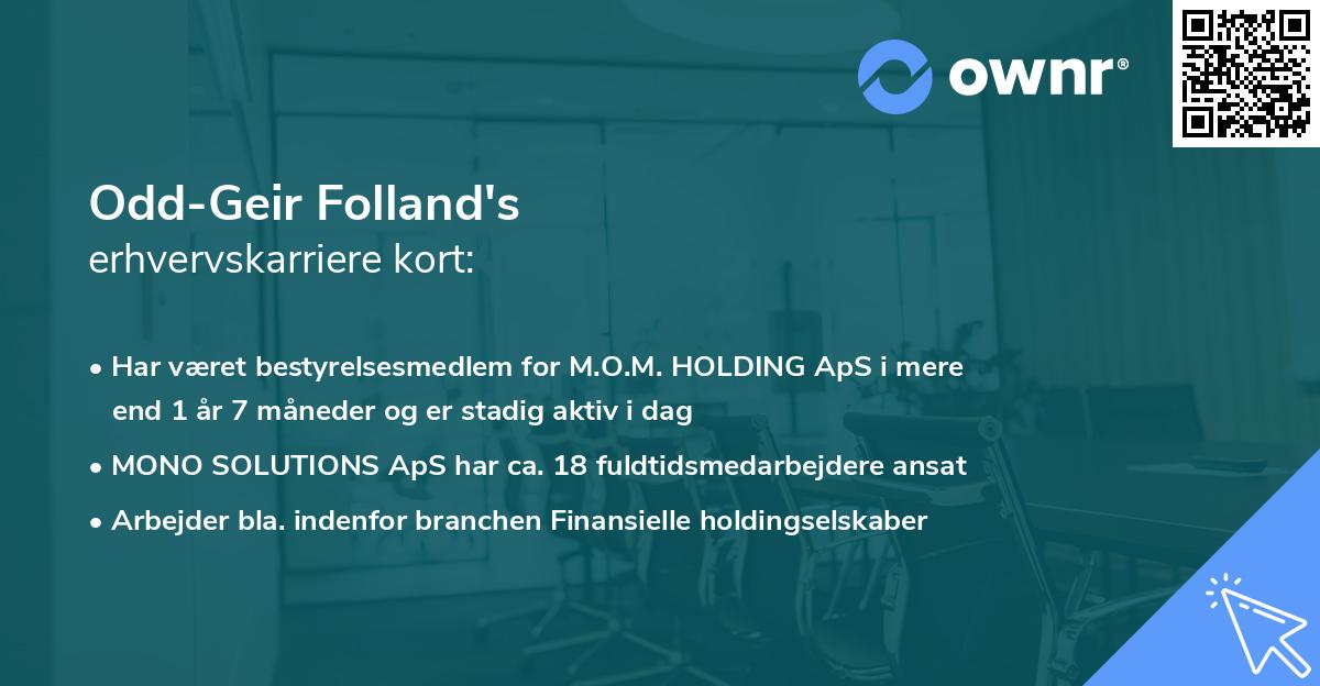 Odd-Geir Folland's erhvervskarriere kort