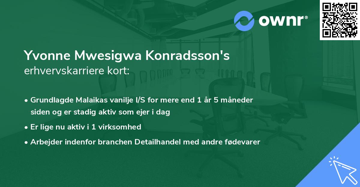 Yvonne Mwesigwa Konradsson's erhvervskarriere kort