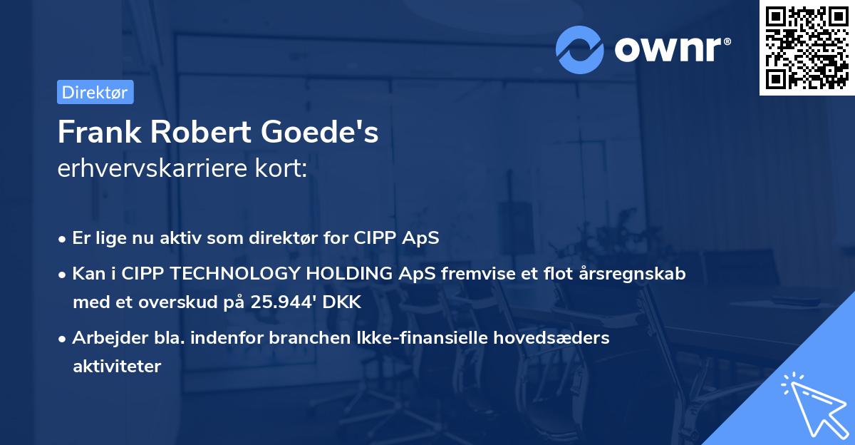Frank Robert Goede's erhvervskarriere kort