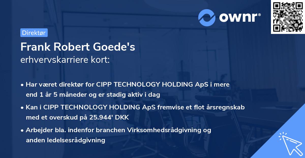 Frank Robert Goede's erhvervskarriere kort