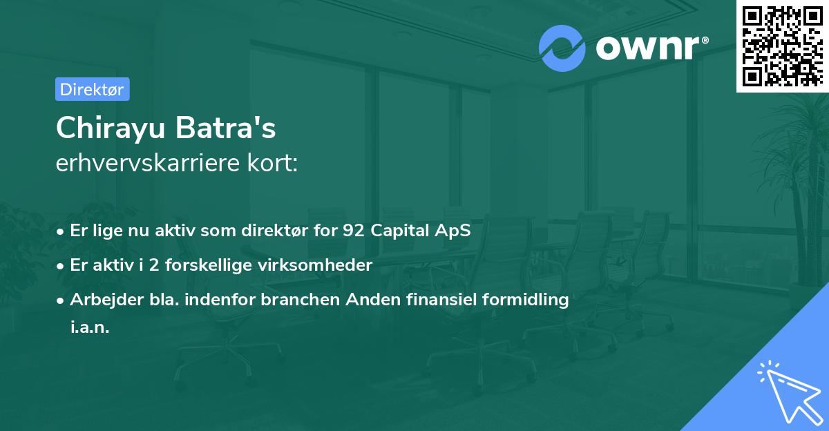 Chirayu Batra's erhvervskarriere kort