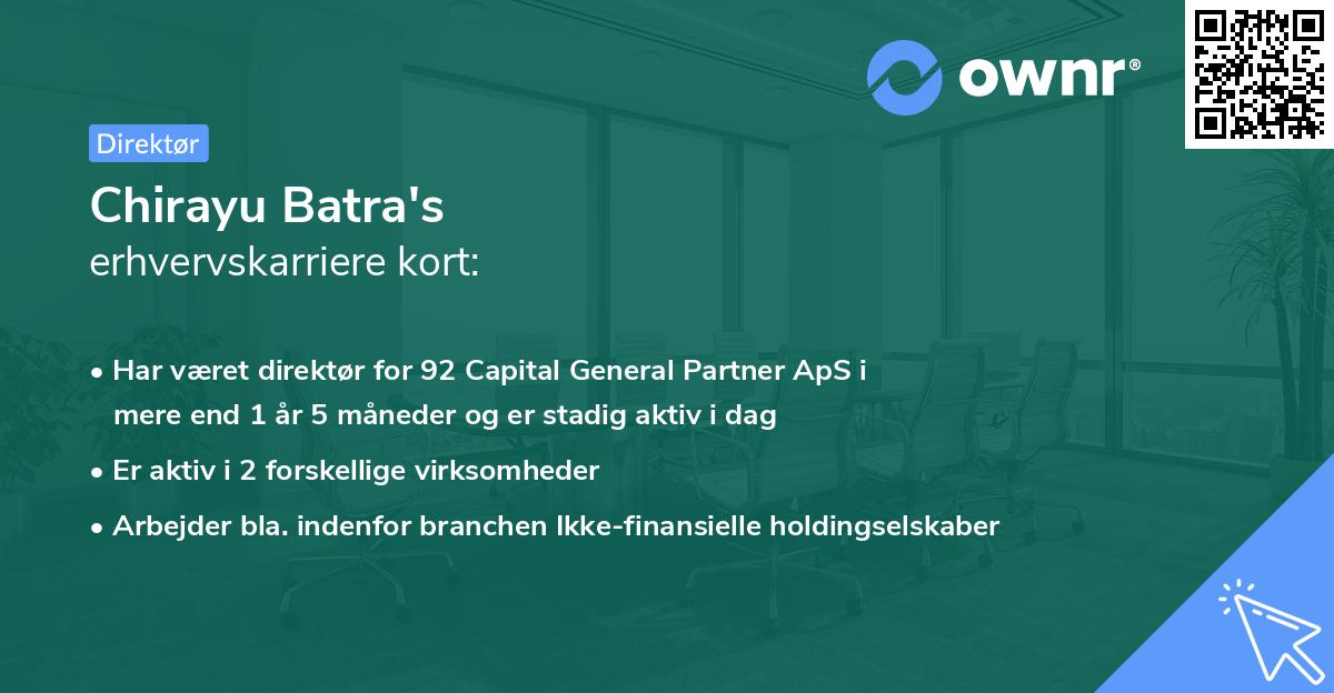 Chirayu Batra's erhvervskarriere kort