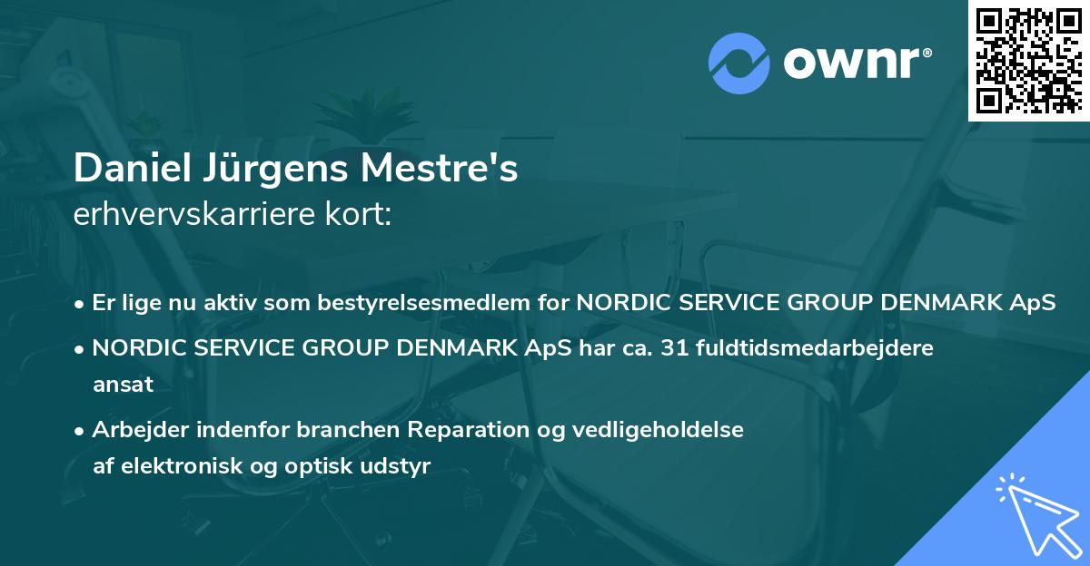 Daniel Jürgens Mestre's erhvervskarriere kort