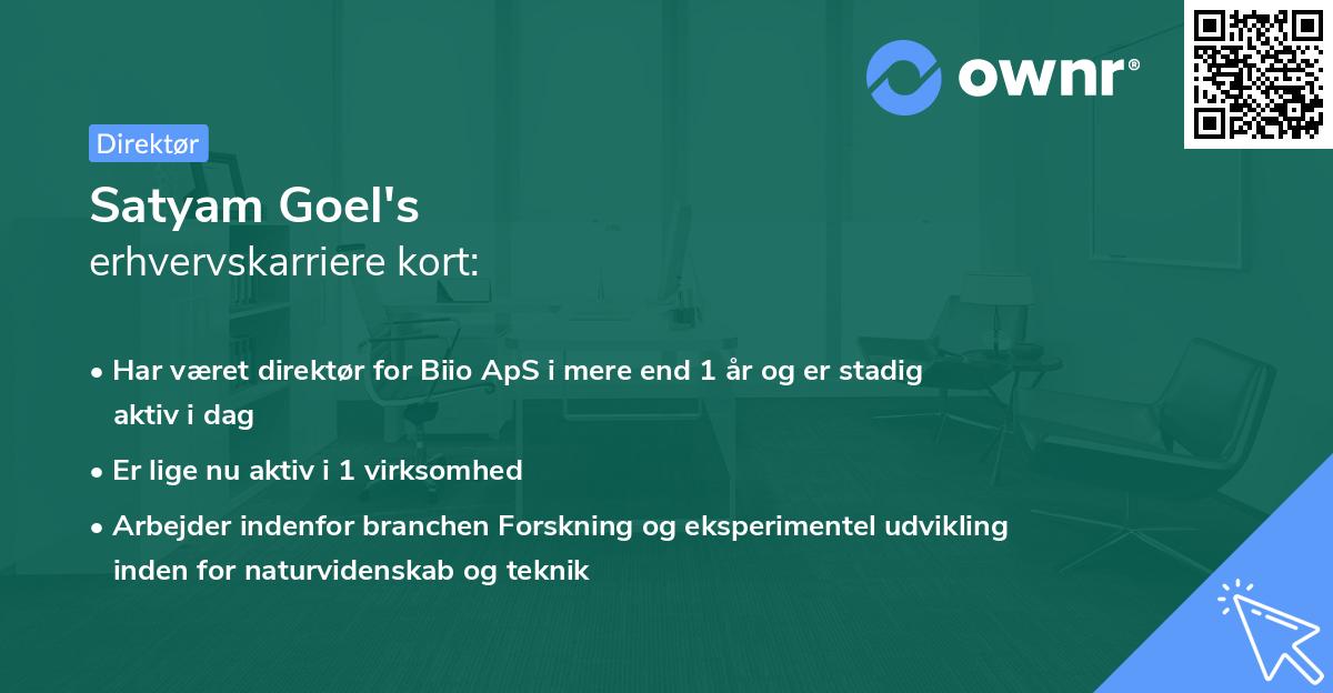 Satyam Goel's erhvervskarriere kort