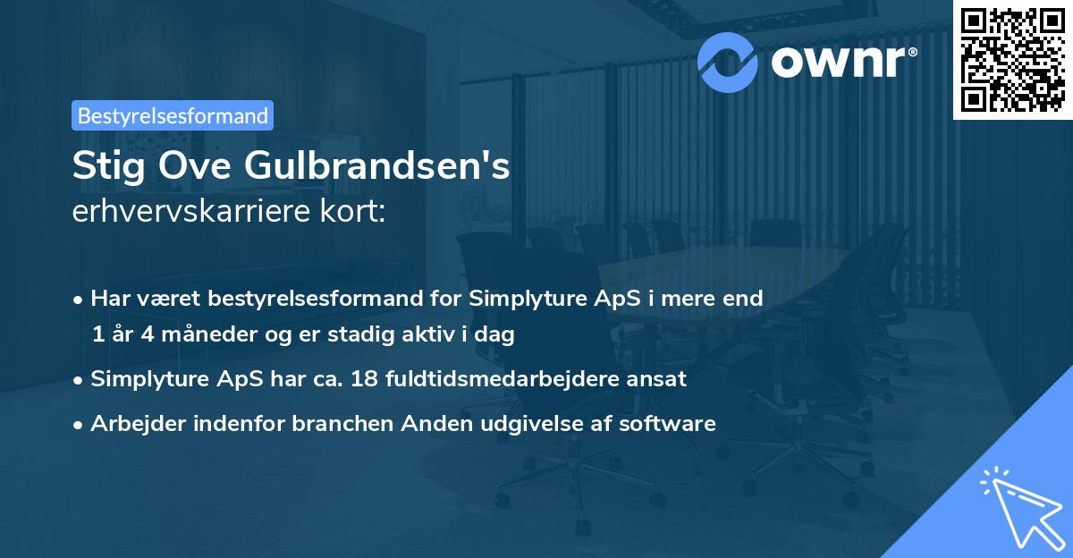 Stig Ove Gulbrandsen's erhvervskarriere kort