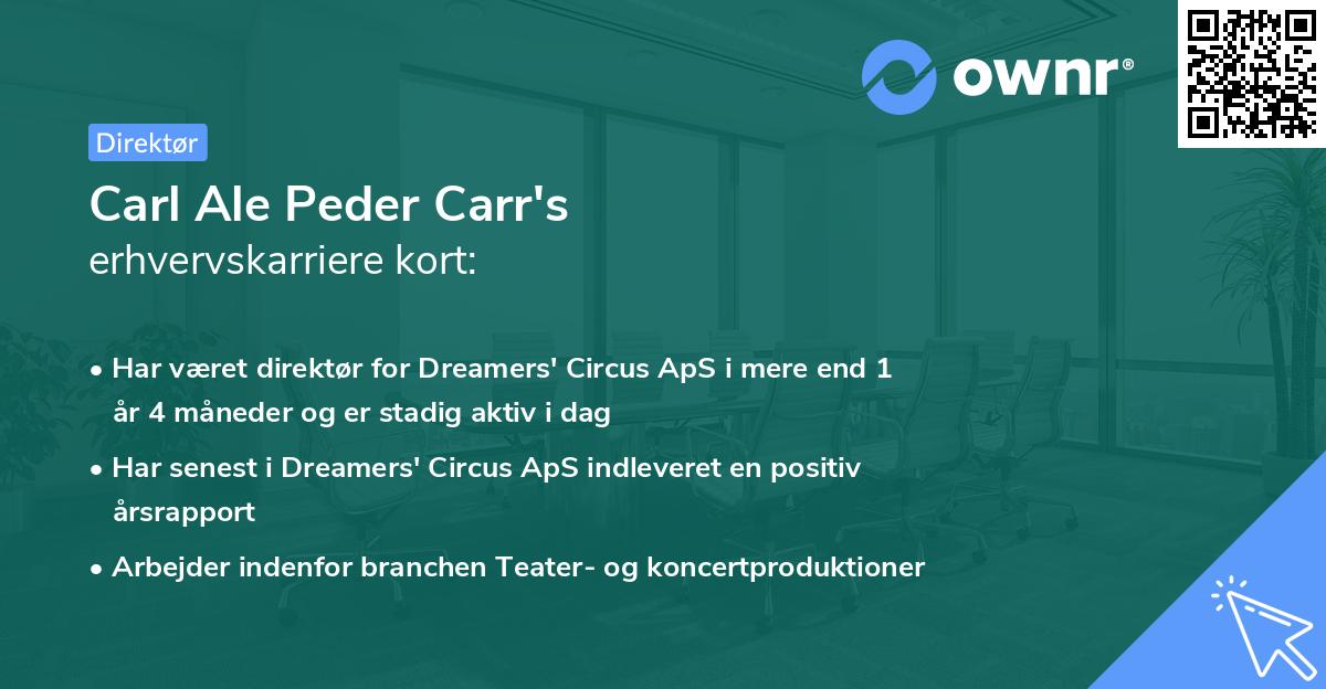 Carl Ale Peder Carr's erhvervskarriere kort