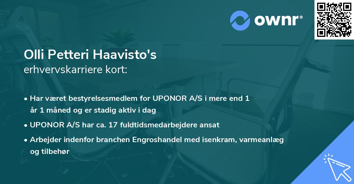 Olli Petteri Haavisto's erhvervskarriere kort