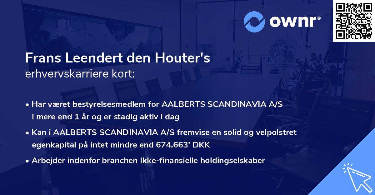 Frans Leendert den Houter's erhvervskarriere kort