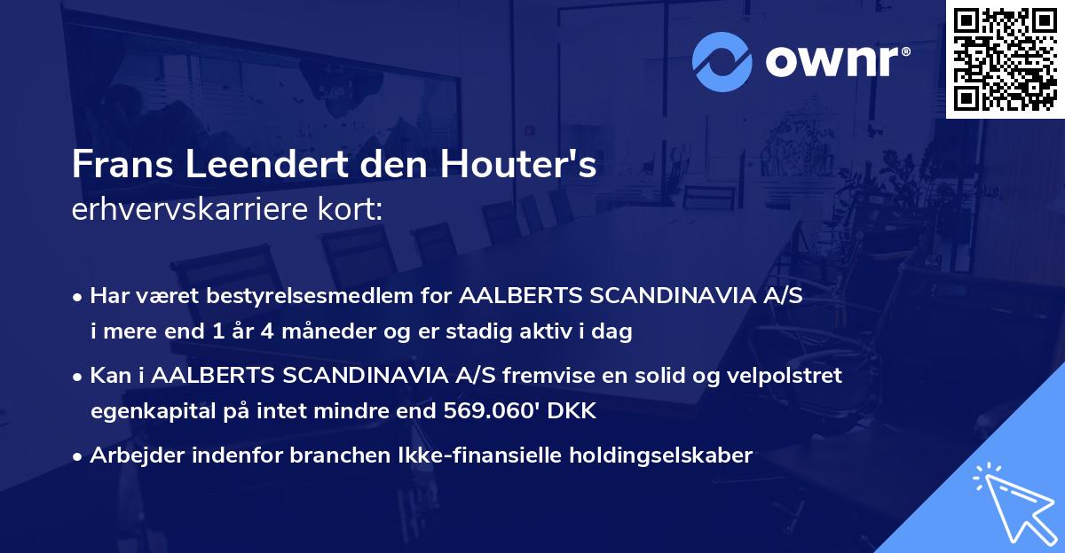 Frans Leendert den Houter's erhvervskarriere kort