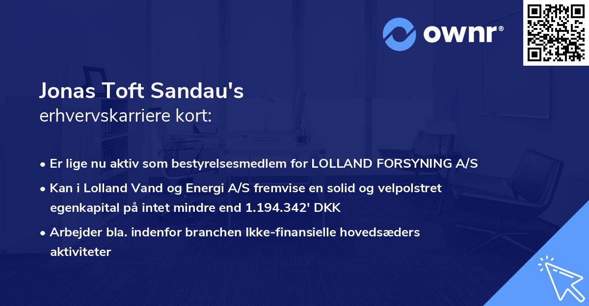 Jonas Toft Sandau's erhvervskarriere kort