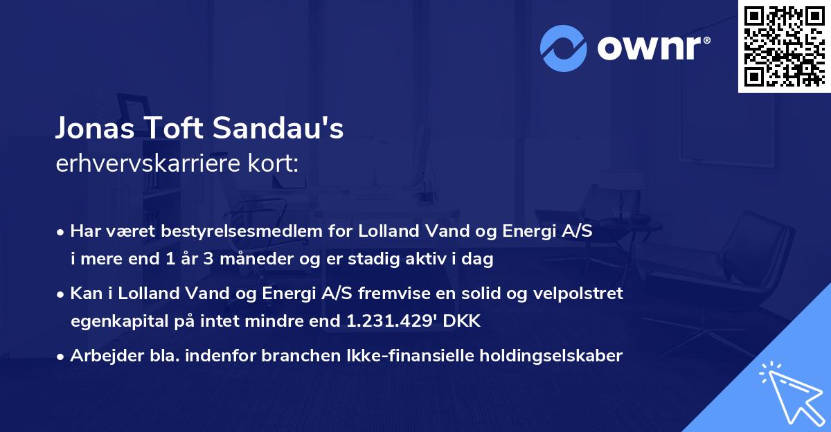 Jonas Toft Sandau's erhvervskarriere kort