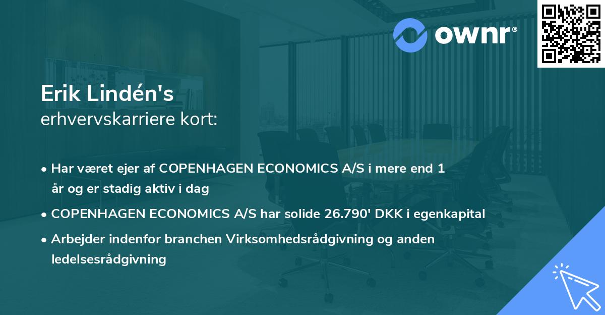 Erik Lindén's erhvervskarriere kort