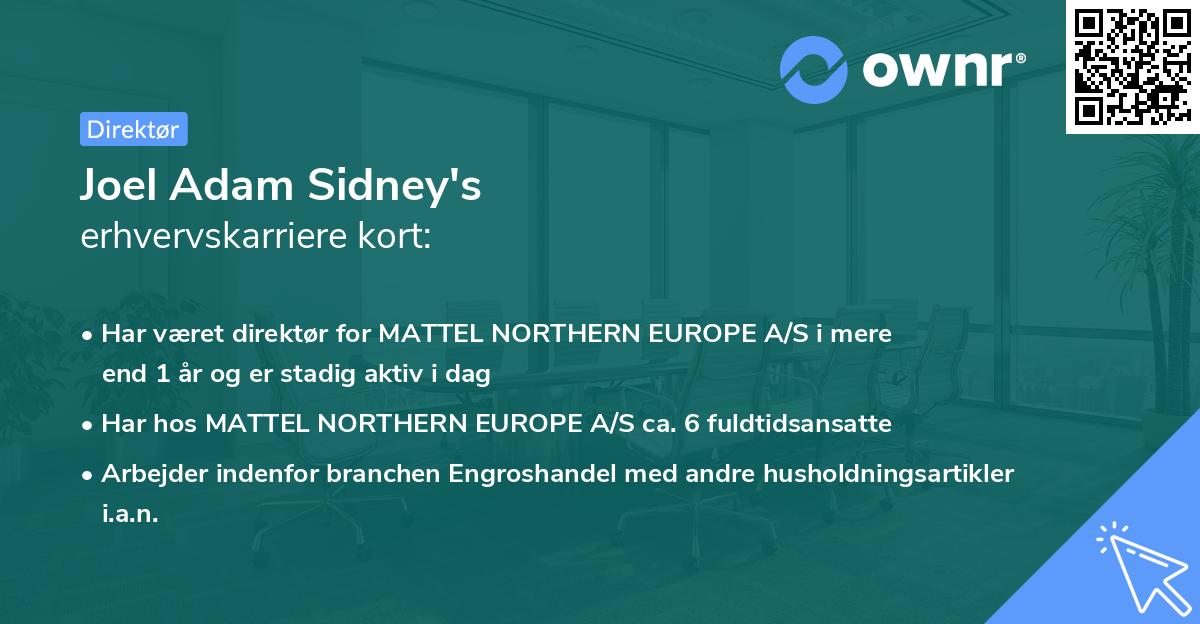 Joel Adam Sidney's erhvervskarriere kort
