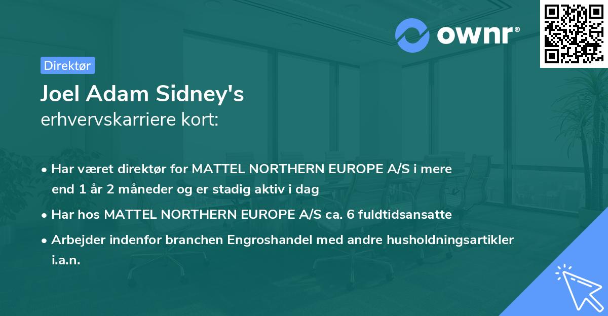Joel Adam Sidney's erhvervskarriere kort
