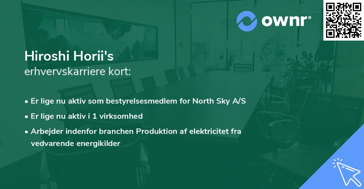 Hiroshi Horii's erhvervskarriere kort