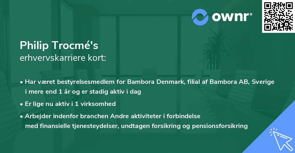 Philip Trocmé's erhvervskarriere kort