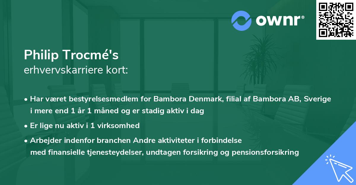 Philip Trocmé's erhvervskarriere kort