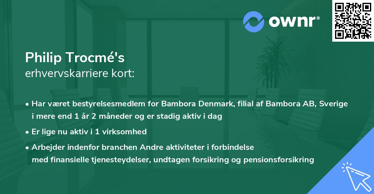 Philip Trocmé's erhvervskarriere kort