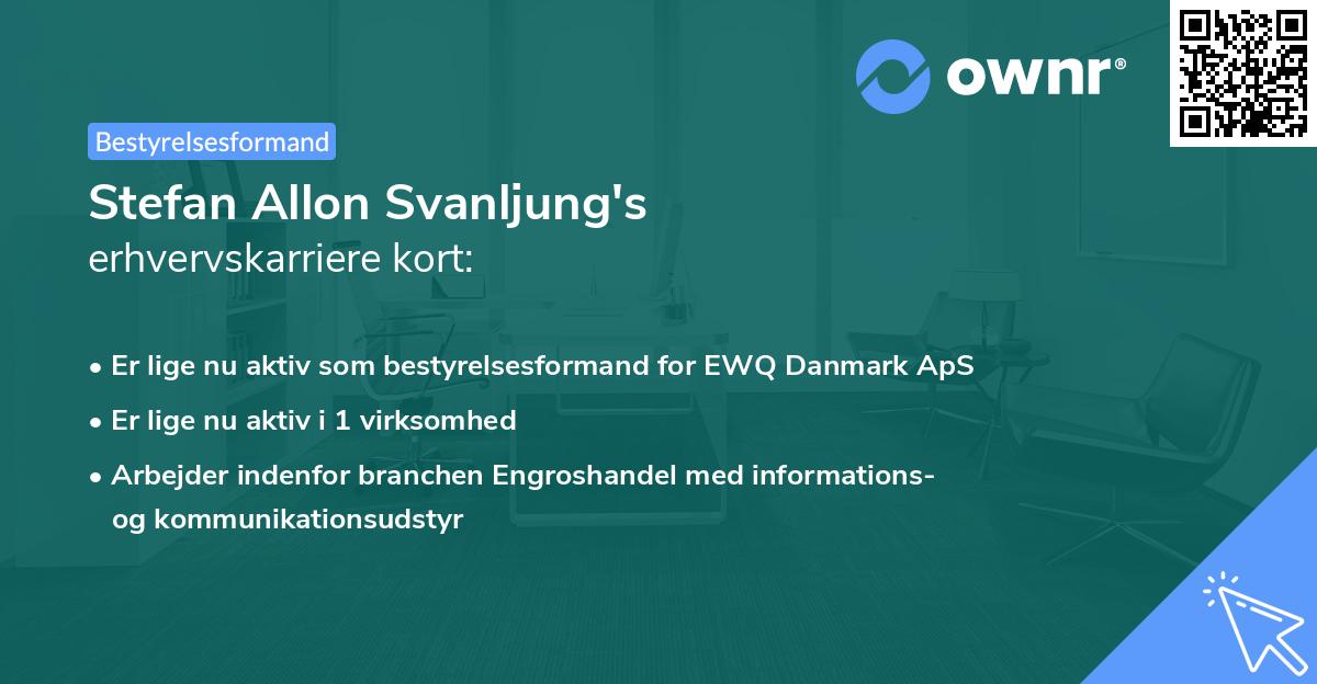 Stefan Allon Svanljung's erhvervskarriere kort