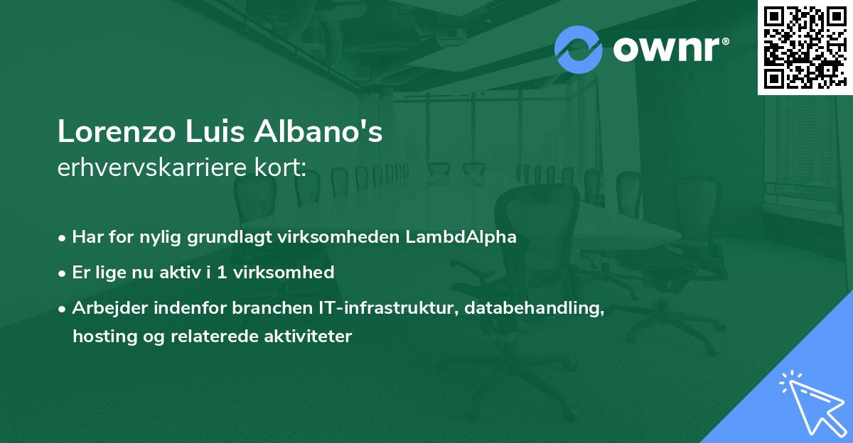 Lorenzo Luis Albano's erhvervskarriere kort