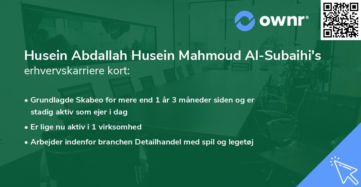 Husein Abdallah Husein Mahmoud Al-Subaihi's erhvervskarriere kort