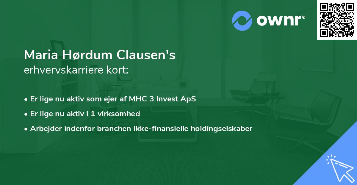 Maria Hørdum Clausen's erhvervskarriere kort