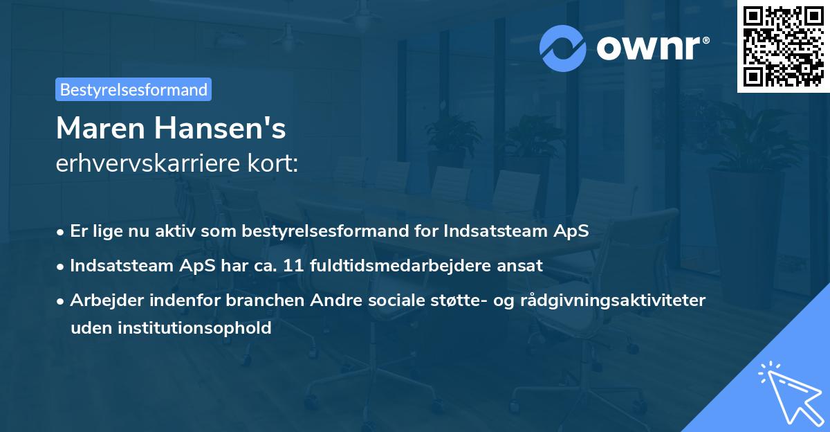 Maren Hansen's erhvervskarriere kort