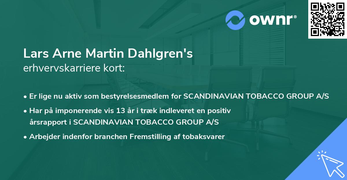 Lars Arne Martin Dahlgren's erhvervskarriere kort