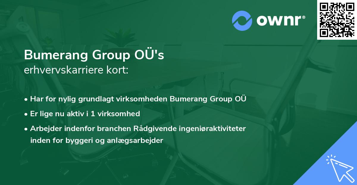 Bumerang Group OÜ's erhvervskarriere kort