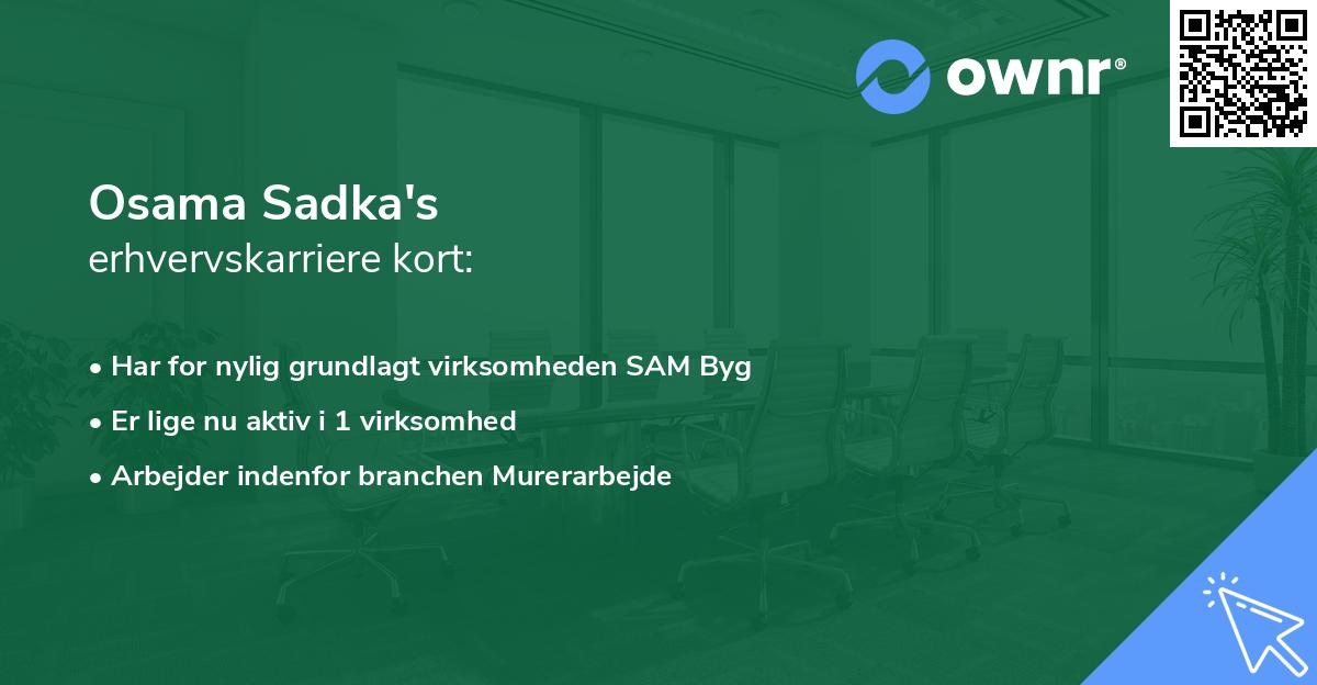 Osama Sadka's erhvervskarriere kort