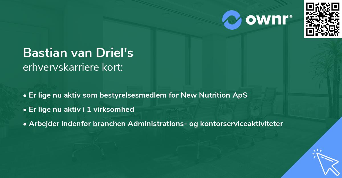 Bastian van Driel's erhvervskarriere kort