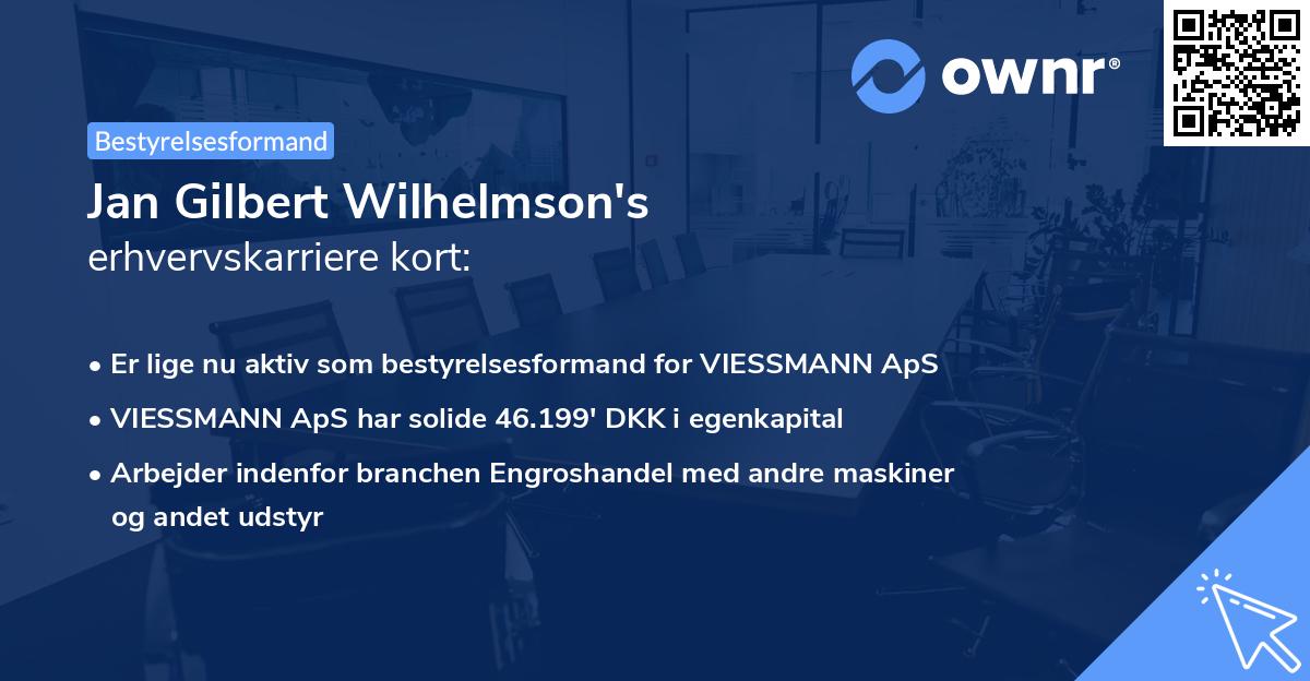 Jan Gilbert Wilhelmson's erhvervskarriere kort