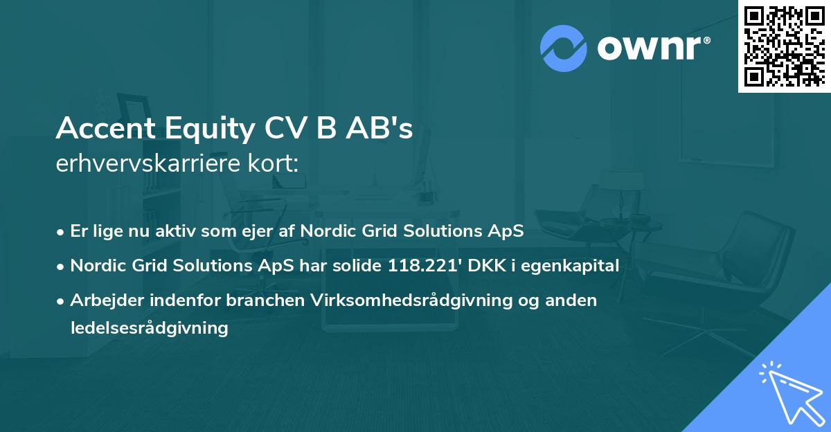 Accent Equity CV B AB's erhvervskarriere kort