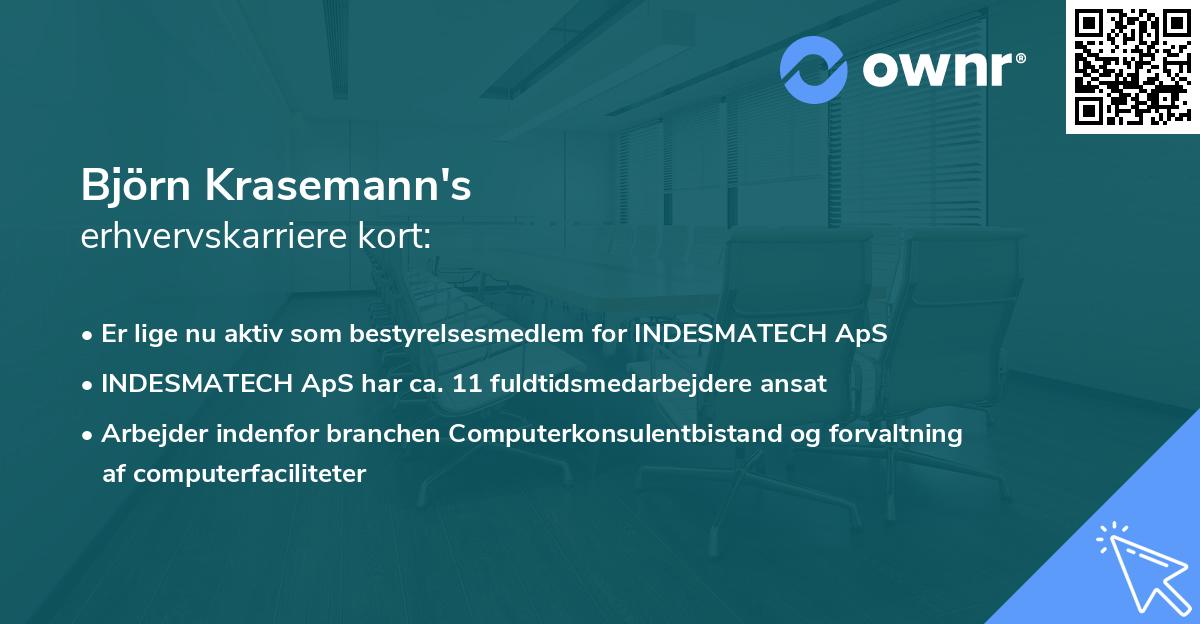 Björn Krasemann's erhvervskarriere kort