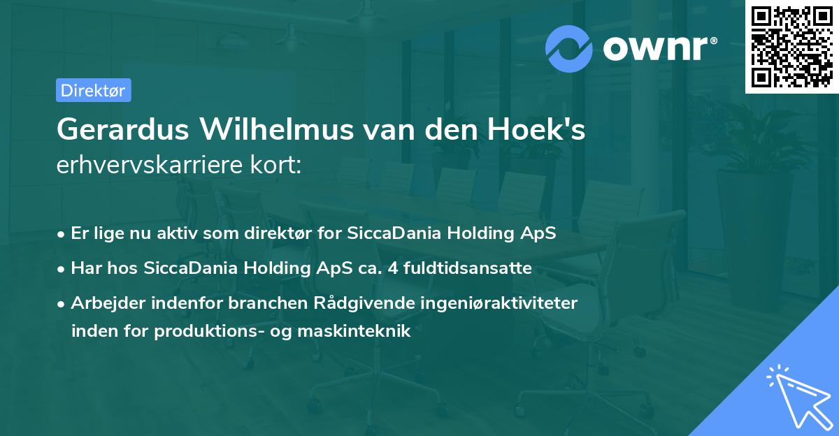 Gerardus Wilhelmus van den Hoek's erhvervskarriere kort