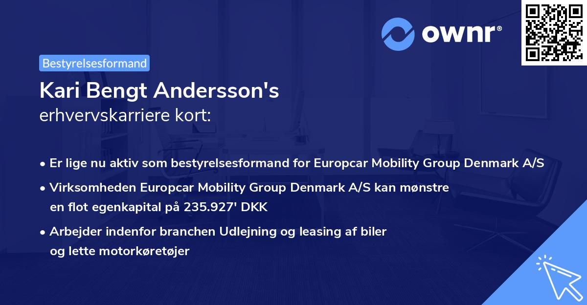 Kari Bengt Andersson's erhvervskarriere kort