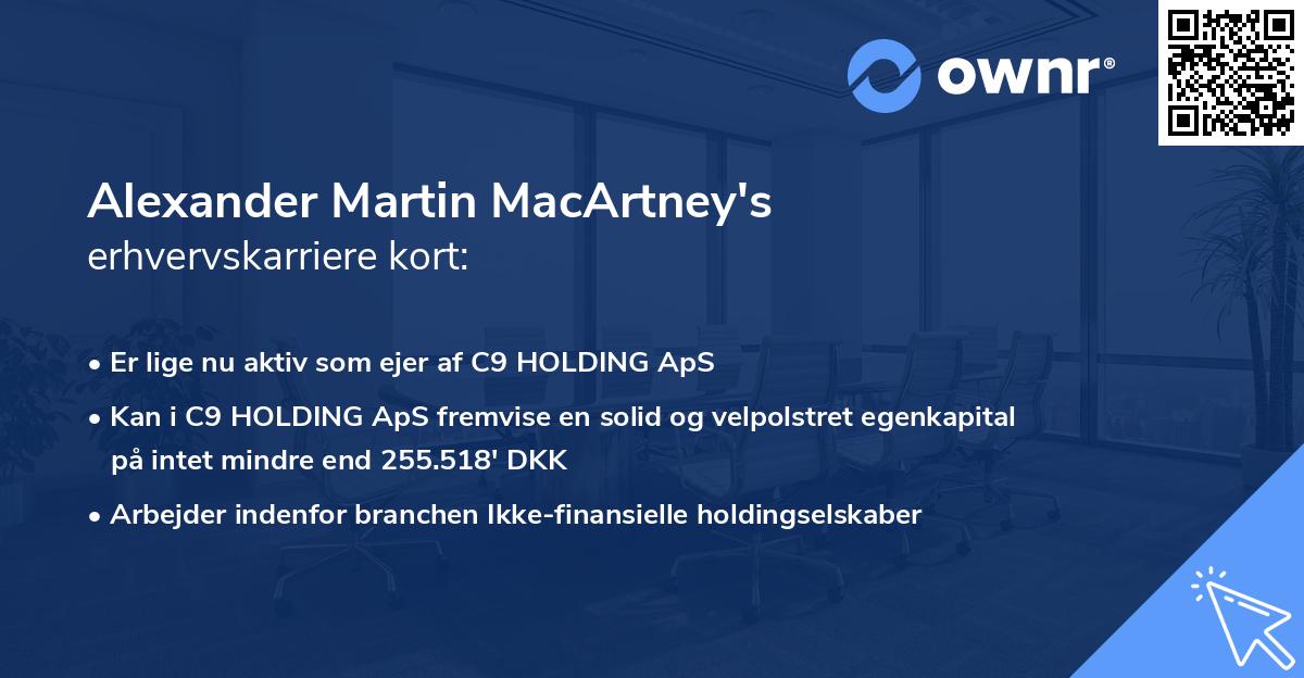 Alexander Martin MacArtney's erhvervskarriere kort