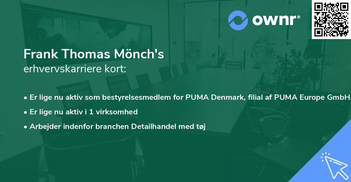 Frank Thomas Mönch's erhvervskarriere kort