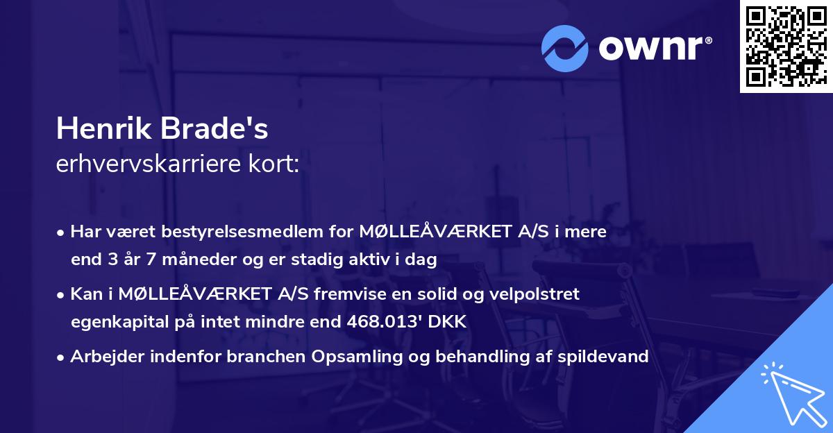 Henrik Brade's erhvervskarriere kort