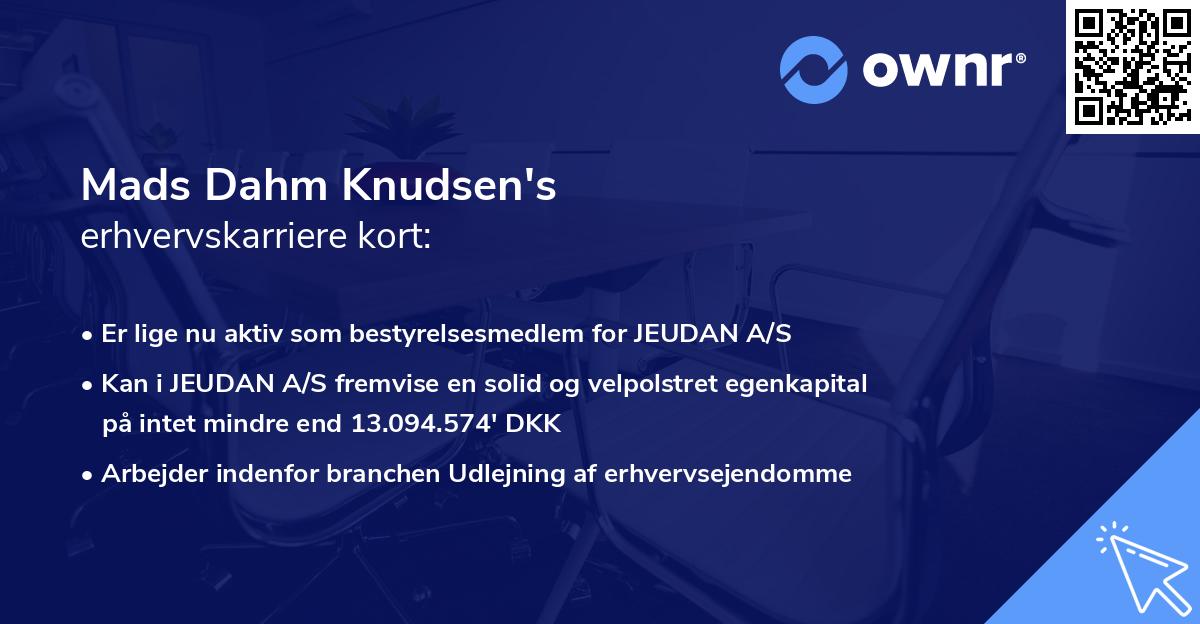 Mads Dahm Knudsen's erhvervskarriere kort