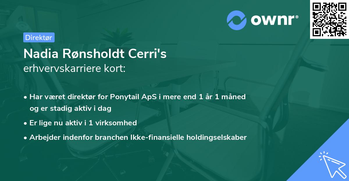 Nadia Rønsholdt Cerri's erhvervskarriere kort