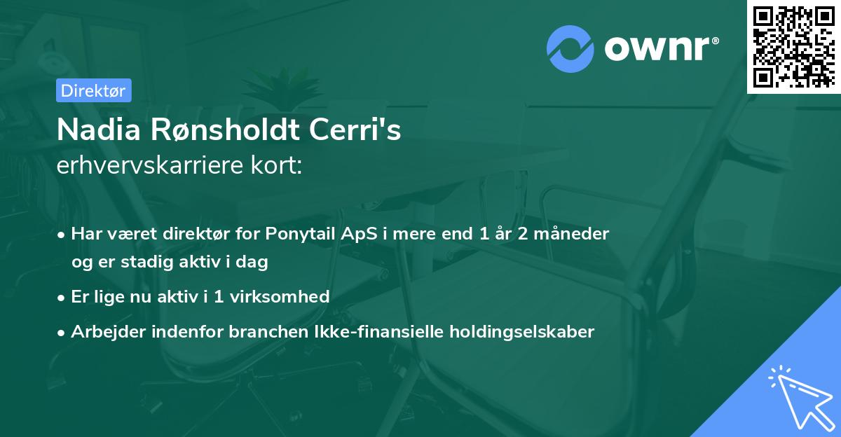Nadia Rønsholdt Cerri's erhvervskarriere kort