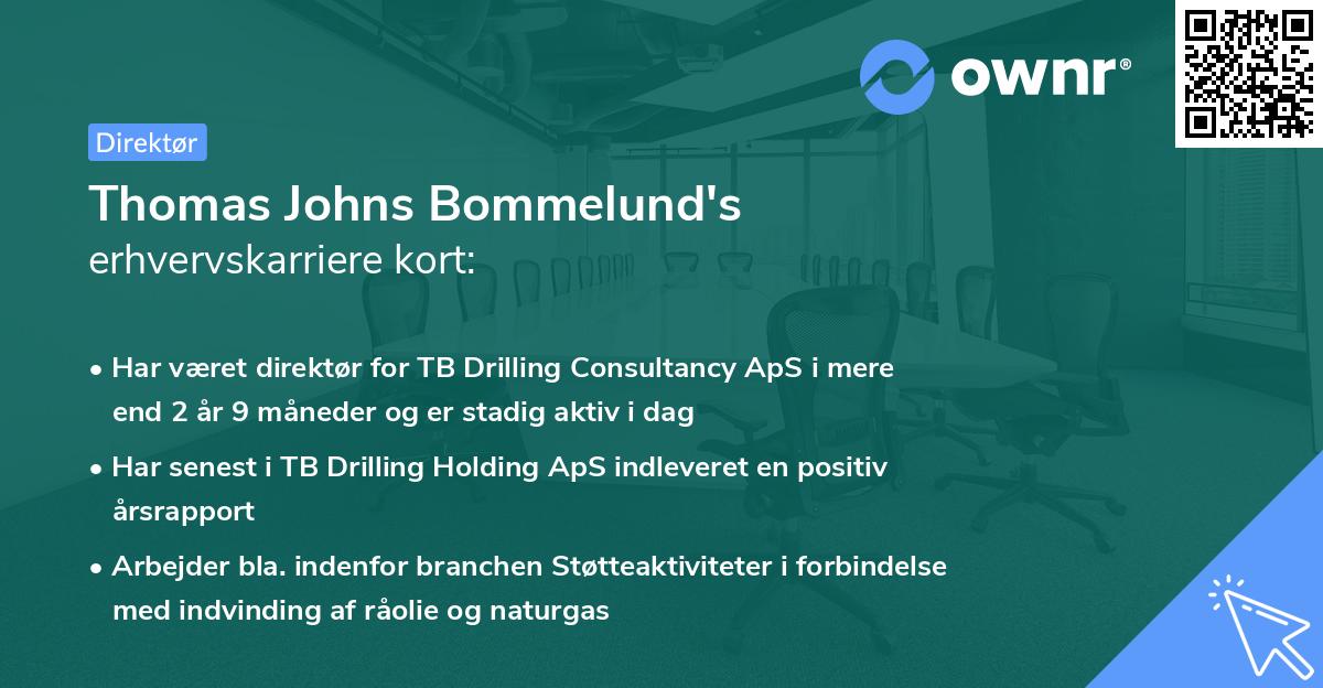 Thomas Johns Bommelund's erhvervskarriere kort