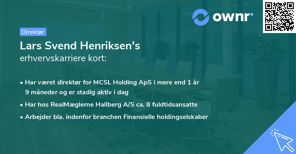 Lars Svend Henriksen's erhvervskarriere kort
