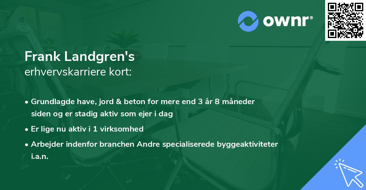 Frank Landgren's erhvervskarriere kort