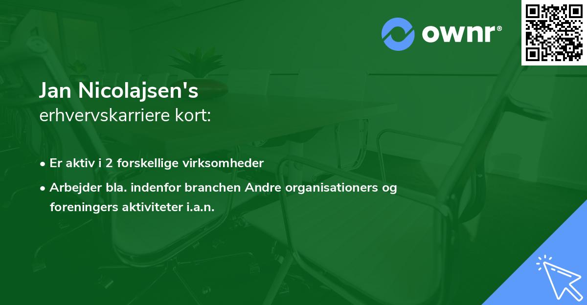 Jan Nicolajsen's erhvervskarriere kort